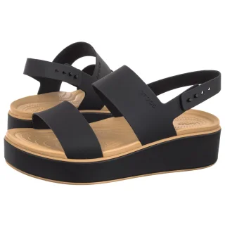 Sandały Crocs Brooklyn Matte Wrap Low Wedge Black/Cashew 211802-0RI
