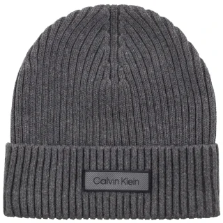 Czapka Calvin Klein Patch Chunky Rib Cotton Beanie Charcoal Grey Heather LV04D8053G P7H